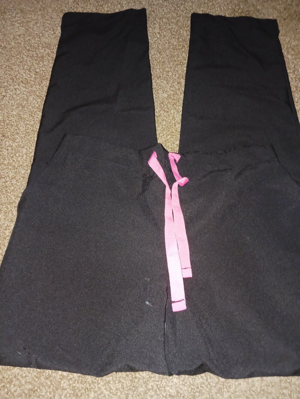 Black Women's Size Small Scrub Pants with Pink Drawstring